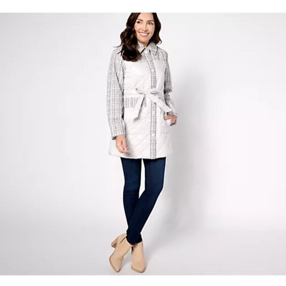 Isaac Mizrahi Live! Women's Jacket ~ Sz 2X Quilted Belted Coat Black A623551 - Picture 3 of 7